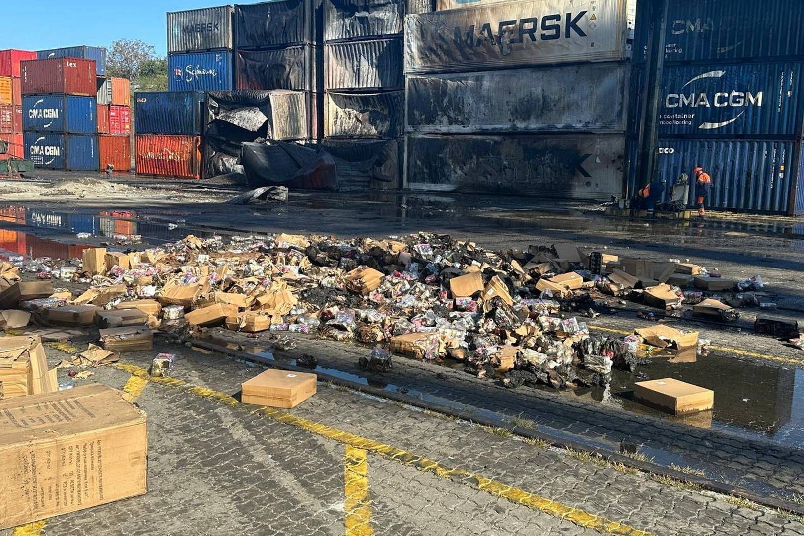 Mærsk-containere efter sidste uges angreb. | Foto: Ministry For Communities And Territories Development Of Ukraine/Reuters/Ritzau Scanpix