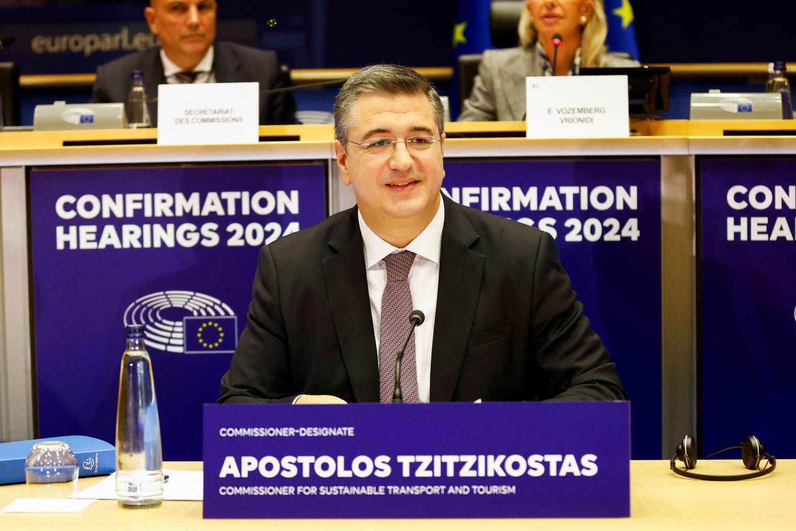Apostolos Tzitzikostas, der er kandidat til posten som EU's næste transportkommissær, under mandagens høring i Europa-Parlamentet i Bruxelles. | Foto: Johanna Geron/Reuters/Ritzau Scanpix