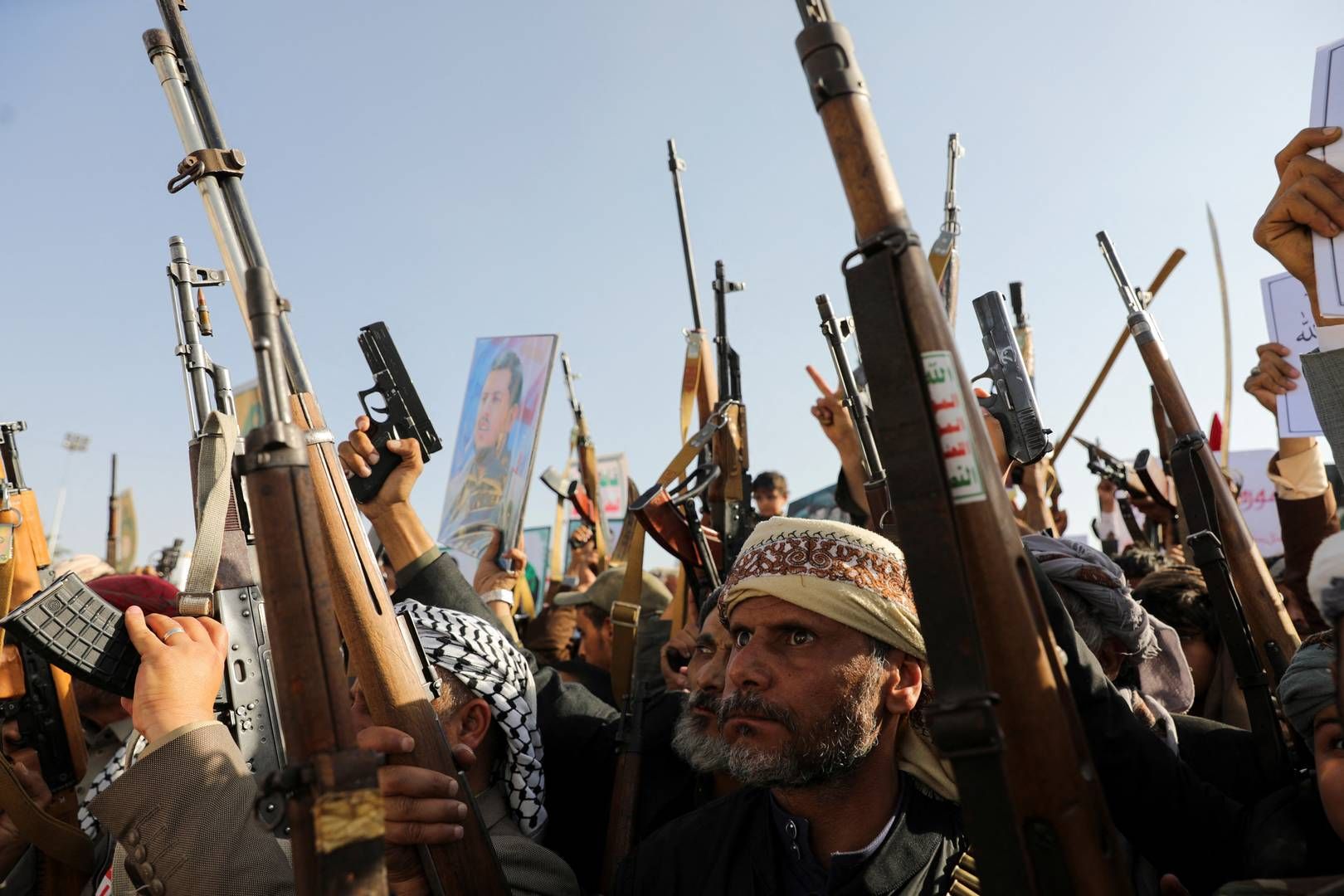 Houthi-bevægelsen har siden november 2023 angrebet kommercielle skibe i Det Røde Hav. | Foto: Khaled Abdullah/Reuters/Ritzau Scanpix
