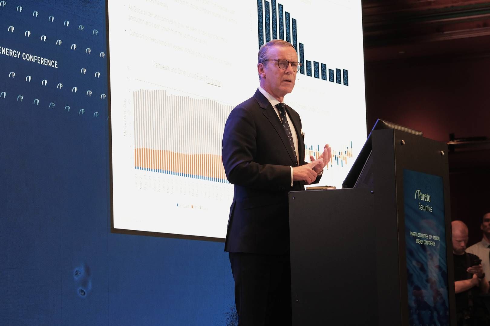 Lars Barstad presented Frontline's updates in a full investors room back in September during the Pareto Securities Conference 2025. | Foto: Daniela De Lorenzo
