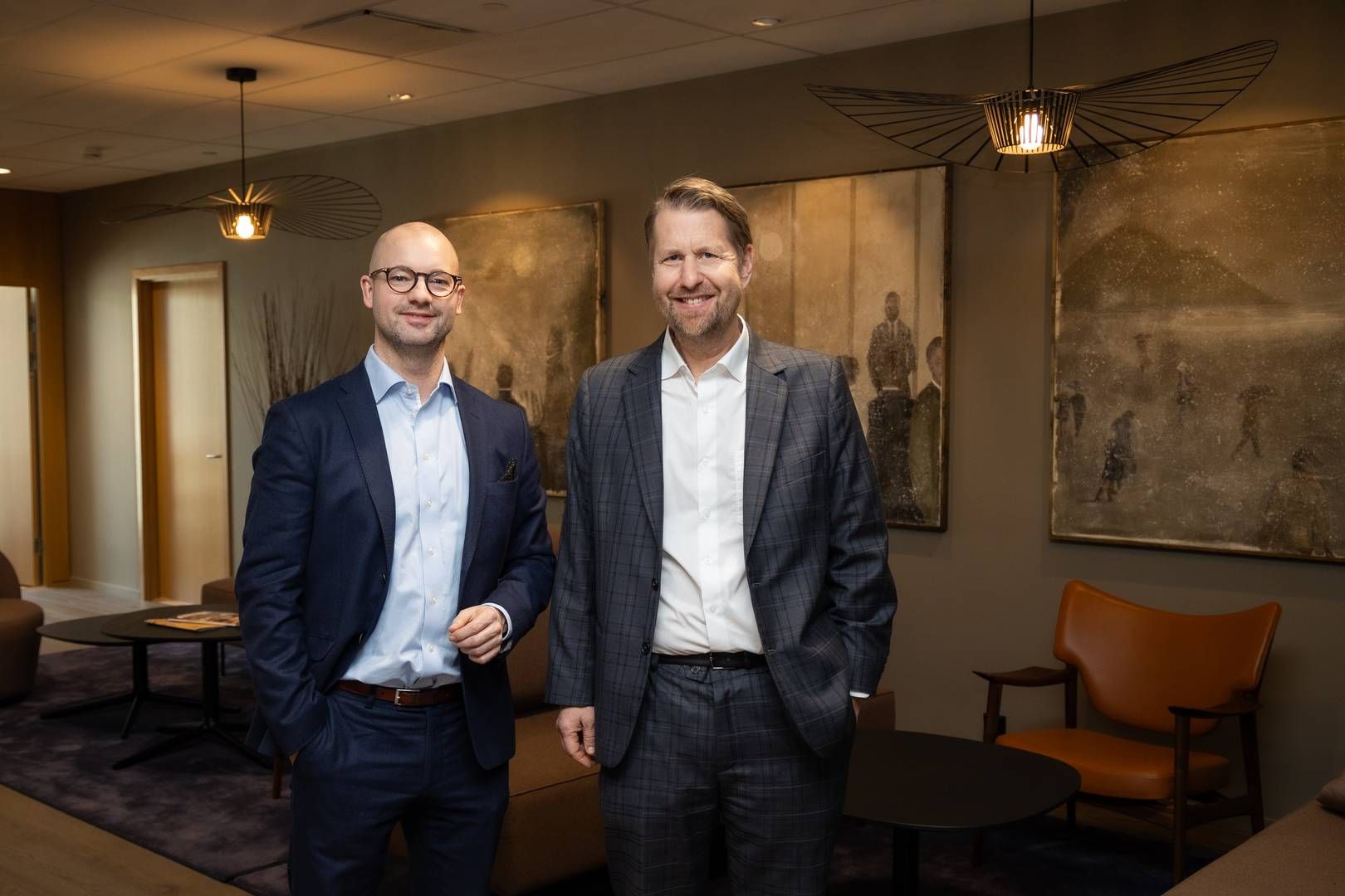 LEDERE: Olav Pedersen (til høyere) er managing partner i Harris. Her er han sammen med Roger Holthe Olsen som ble ansatt som Harris' første Chief Operating Officer i fjor. | Foto: Trude Brun Wilhelmsen
