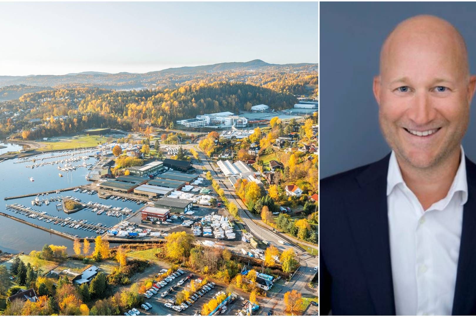 KJØPT: Holmen Slipp i Asker får nye eiere i investorgruppen som Oslo Finans har tilrettelagt. – Holmen Slipp er en spennende eiendom med et betydelig utviklingspotensial, sier partner Axel Folkvard i Oslo Finans. | Foto: Malling og Oslo Finans. Bildemontasje: EiendomsWatch.