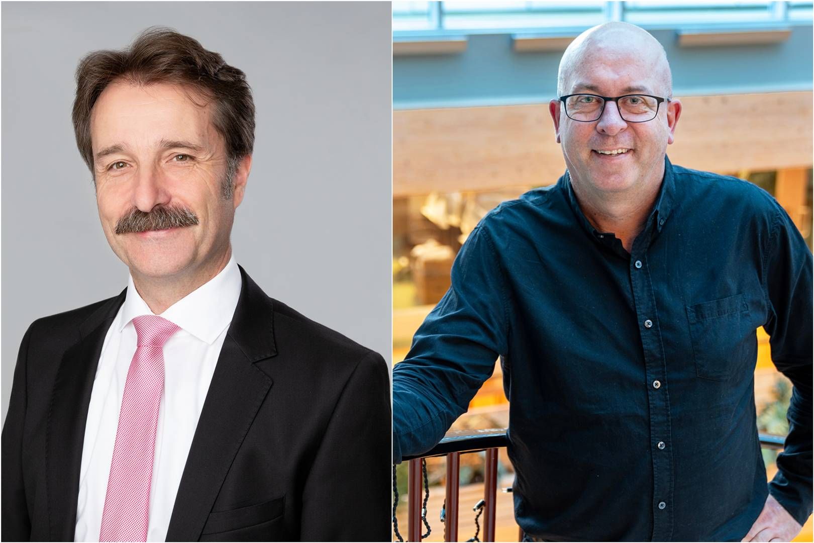 Michael Kern (f.v) er administrerende direktør i Tysk-norske handelskammer. Arvid Nesse er sjef i interesseorganisasjonen Norwegian Offshore Wind. | Foto: Karina Rønning/Studio Elisenberg/Grethe Nygaard. Collage: EnergiWatch